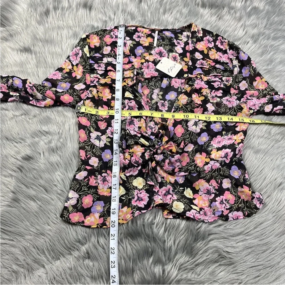 Free People Maybel Floral Blouse Tie Front Size XS
